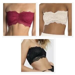 Free People Intimately Small Bandeau Lacey Looks Floral Bundle of 3